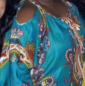 Multicolor Cold Shoulder Blouse